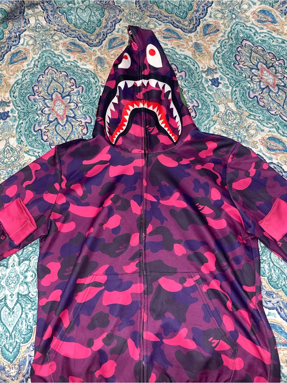 Bape Purple & Pink Shark Camo Zip-Up Hoodie